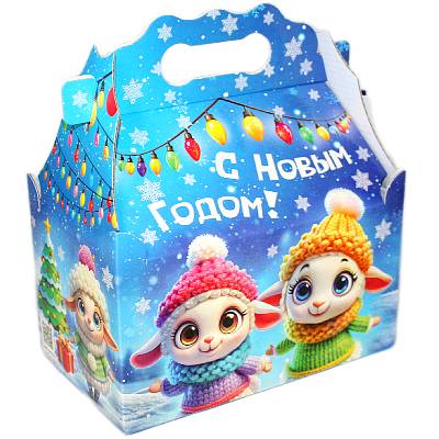 Сладкий новогодний подарок в картонной упаковке весом 850 грамм в Раменском