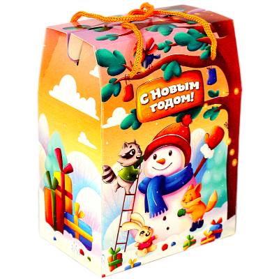 Детский новогодний подарок в картонной упаковке весом 500 грамм 